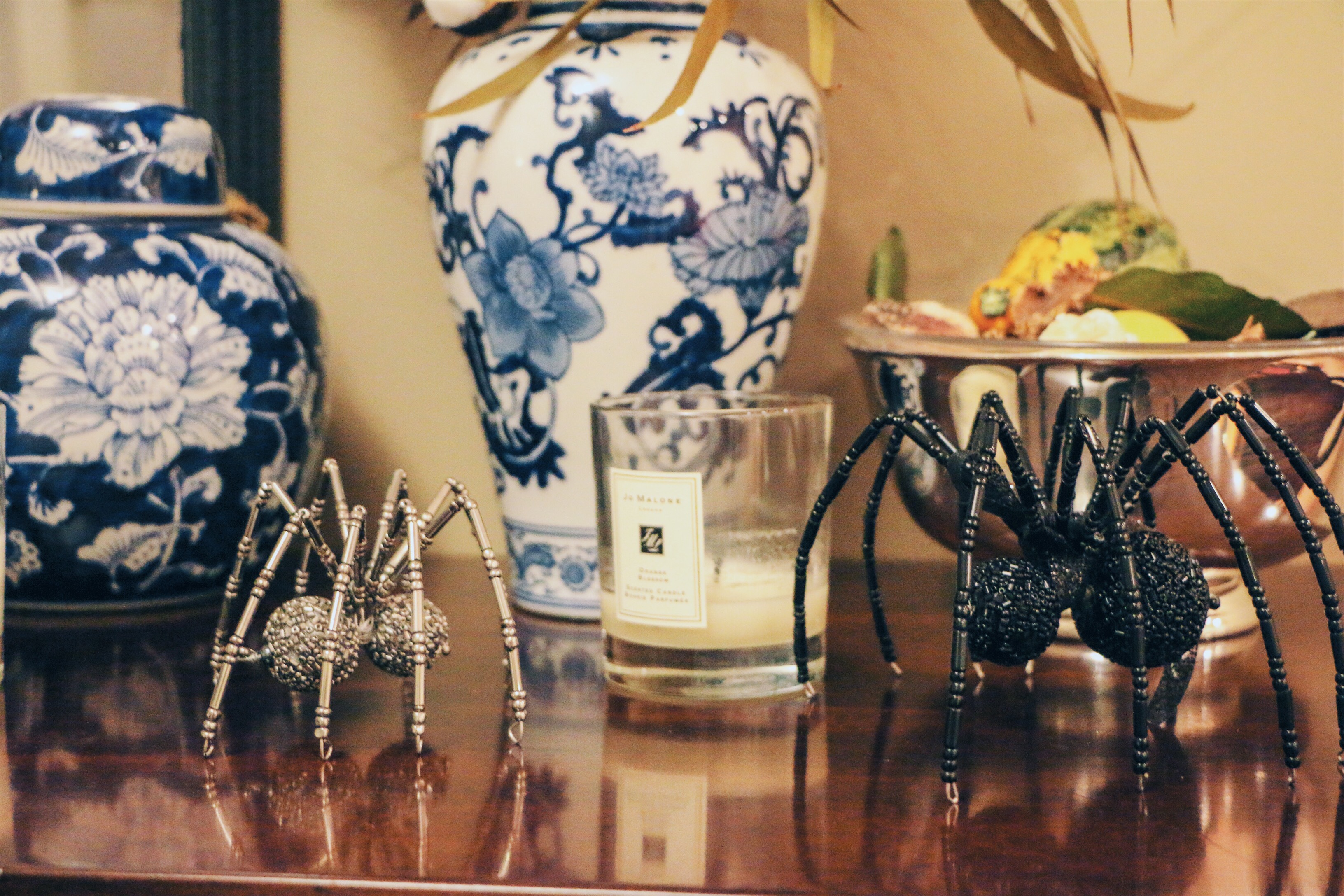 Accenting For Halloween Decor Beaded Spiders Pottery Barn